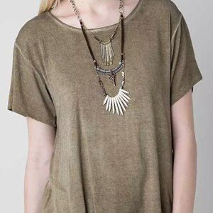 Gimmicks by BKE Bohemian 3 strand necklace  ivory, copper, silver, brown…